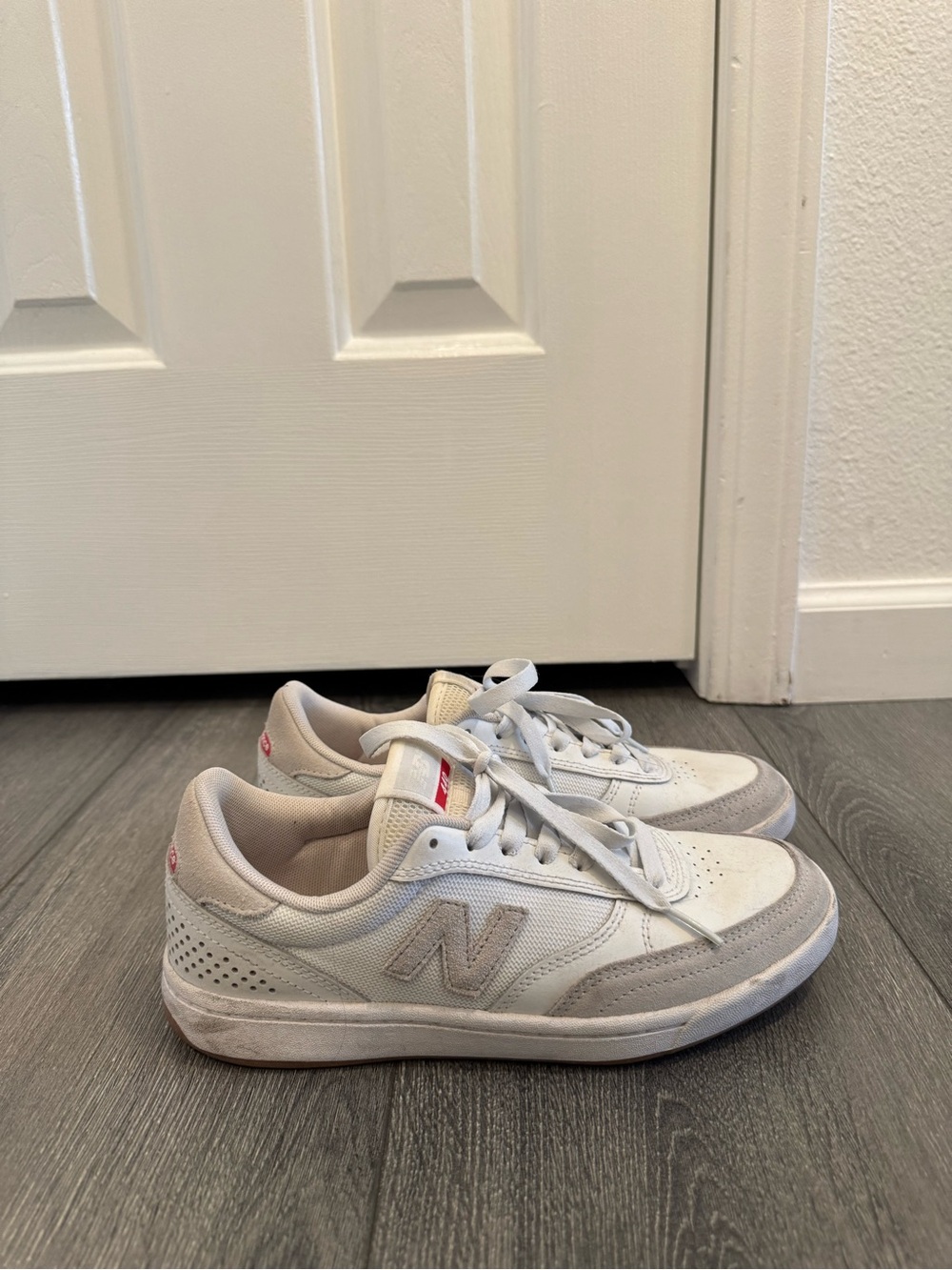 New Balance White & Light Gray Low-Top Sneakers
